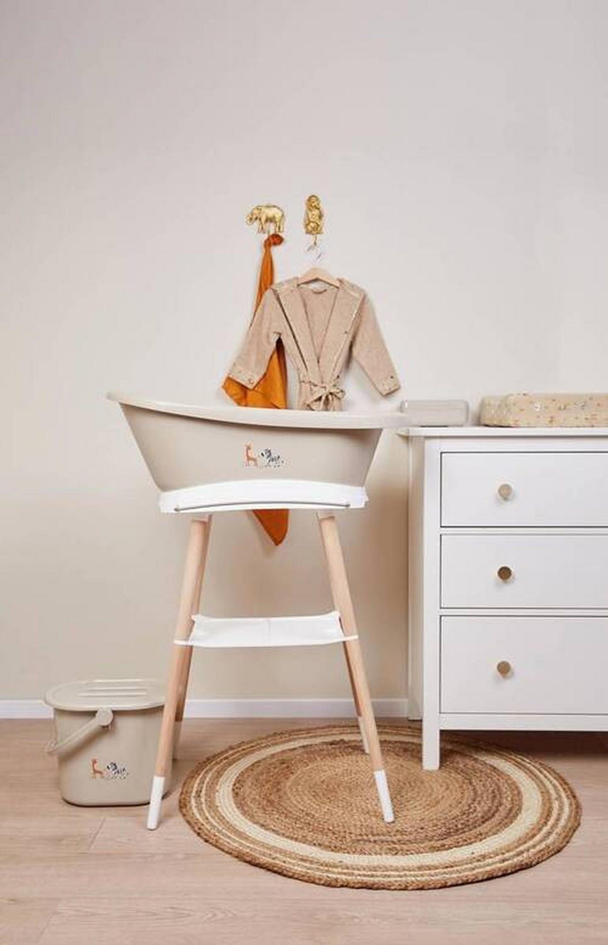 BABYBADEWANNE STEPPE  - Taupe, Basics, Kunststoff (86/44/32cm) - Bebe Jou