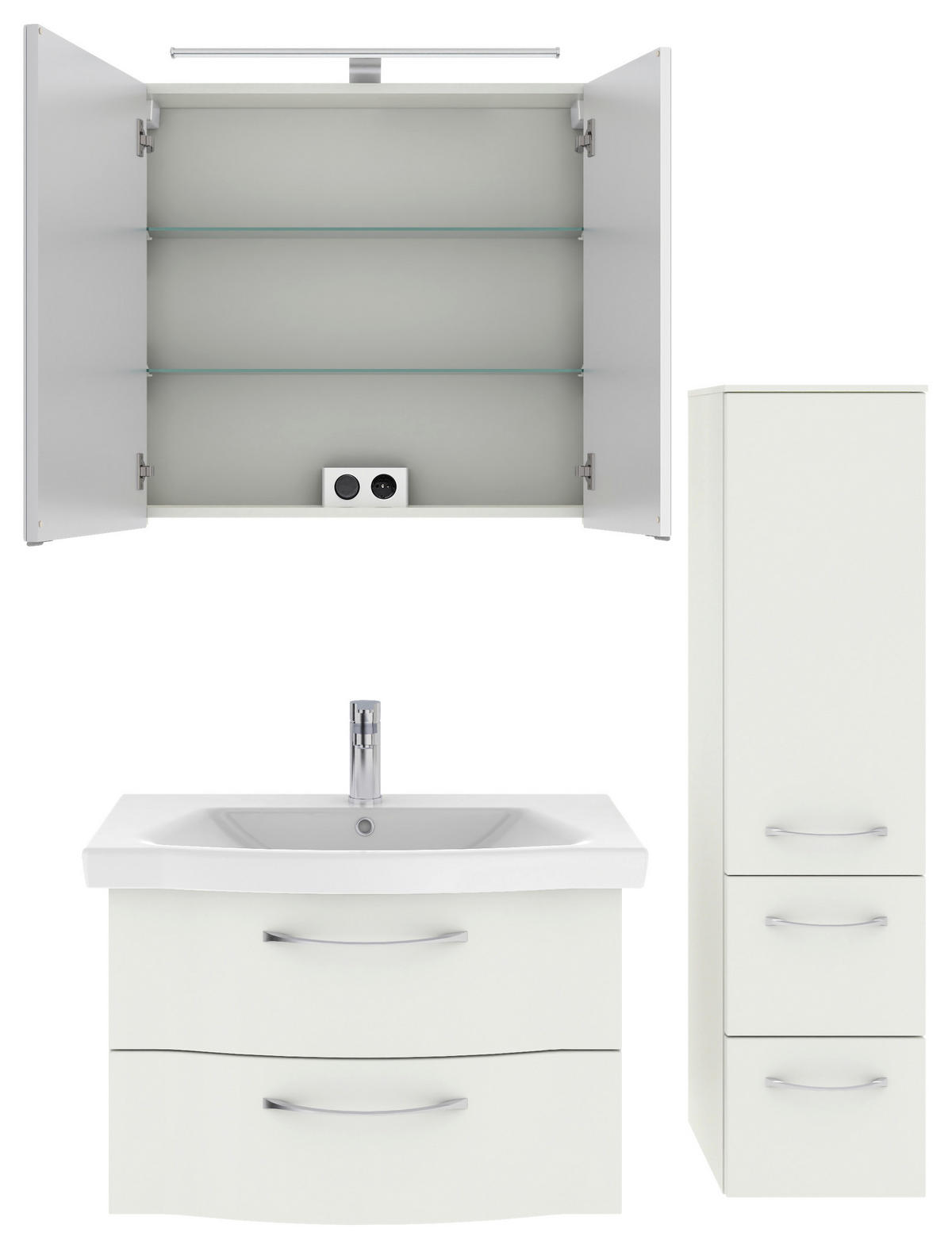 BADEZIMMER 4-teilig  in 112 cm  - Chromfarben/Weiß Hochglanz, KONVENTIONELL, Glas/Keramik (112cm) - Pelipal