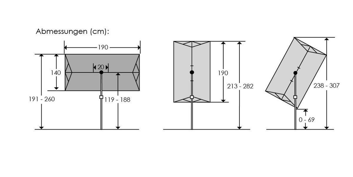 AMPELSCHIRM 190 cm Anthrazit  - Anthrazit, Basics, Textil/Metall (190/188/140cm) - Schneider