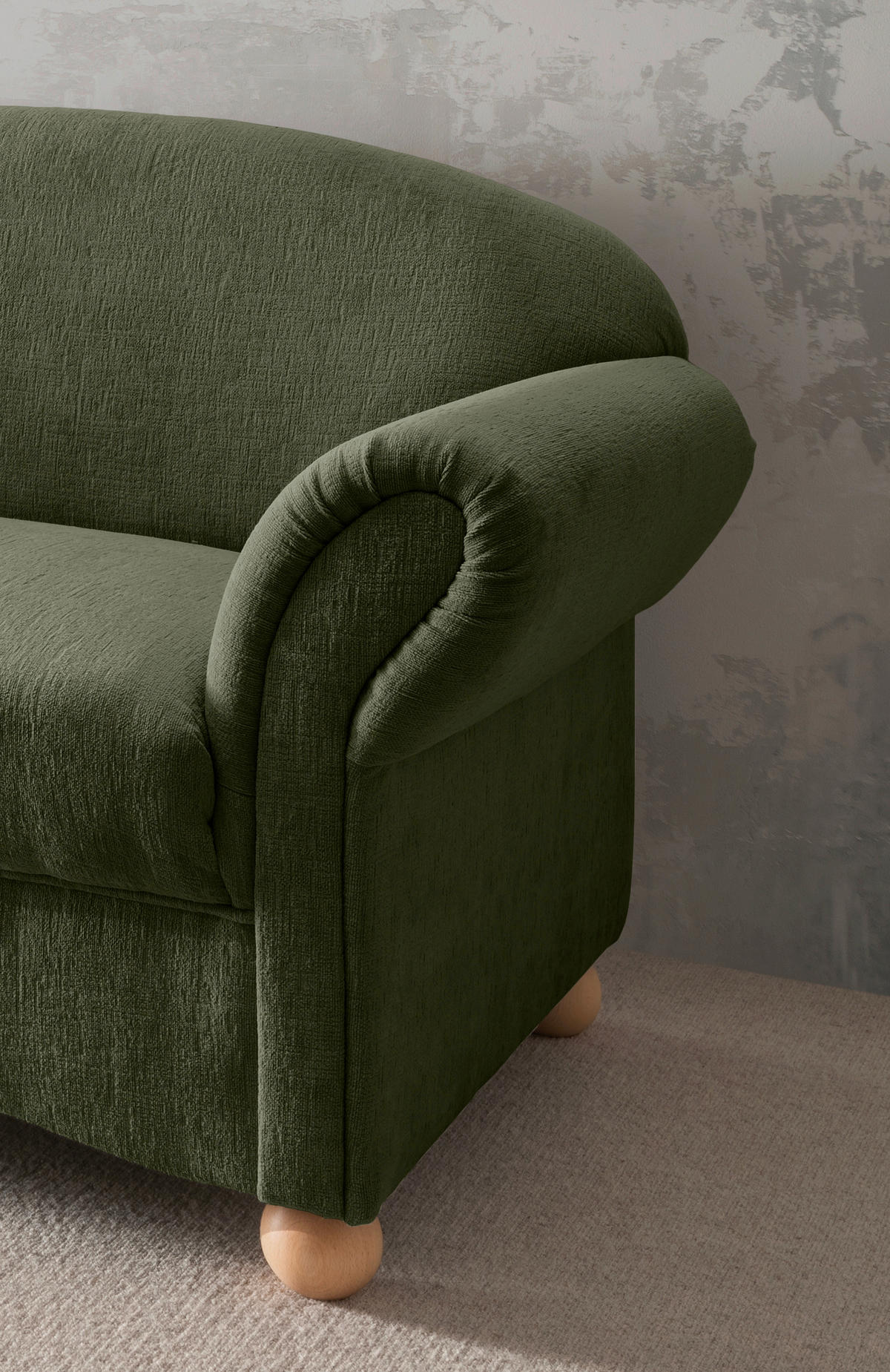 2-SITZER-SOFA in Mikrofaser Grün  - Wildeiche/Grün, Konventionell, Holz/Textil (151/94/80cm) - Livetastic