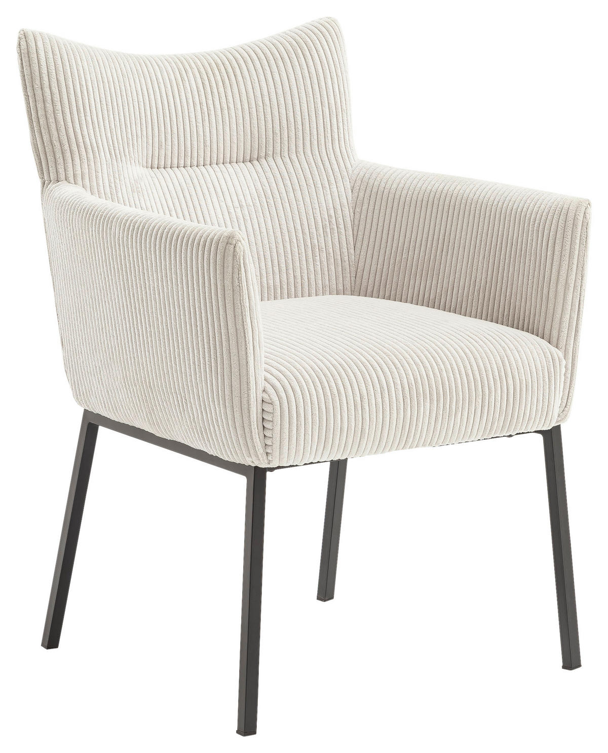 ARMLEHNSTUHL Eisen Cord  - Creme/Schwarz, Design, Textil/Metall (63/86/65cm) - Novel