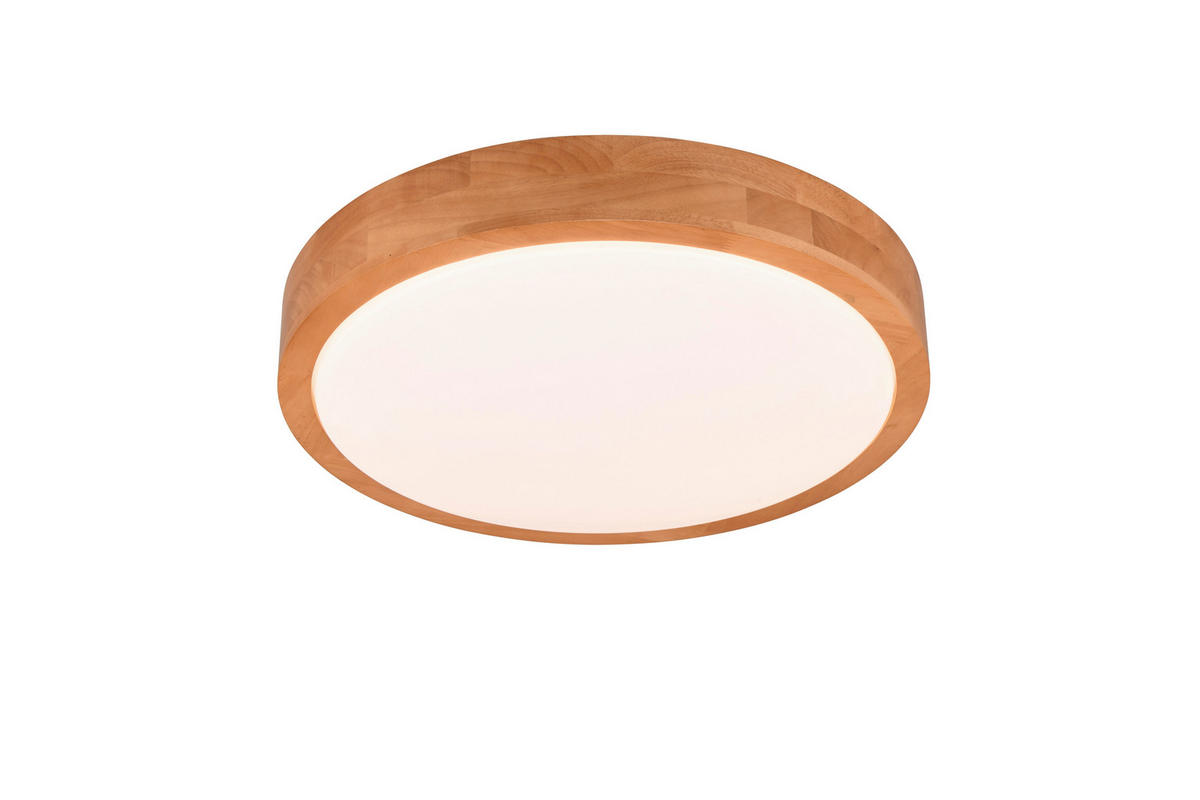 LED PLAFONJERA - bela/braon, Osnovno, drvo/plastika (40/7cm)