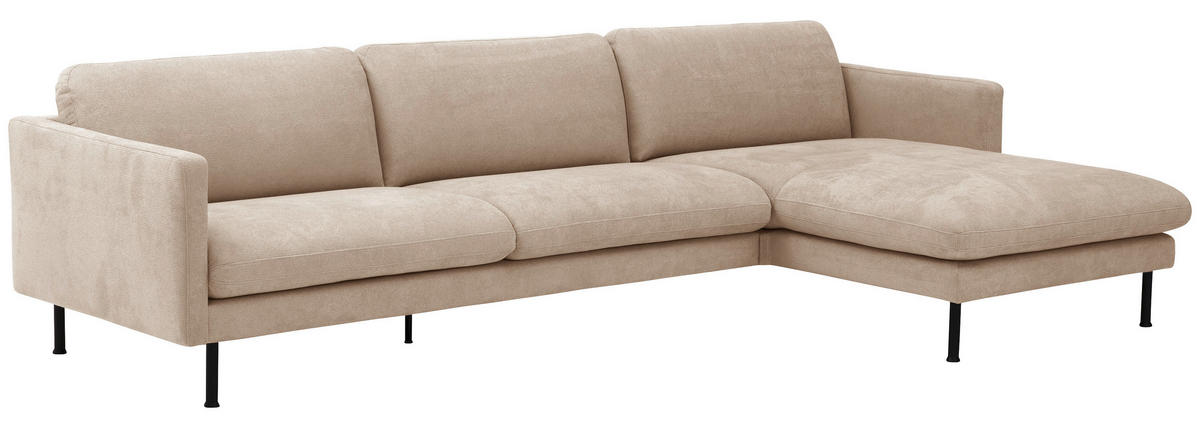 ECKSOFA in Flachgewebe Beige  - Beige/Schwarz, Modern, Textil/Metall (286/78/123cm) - Max Winzer
