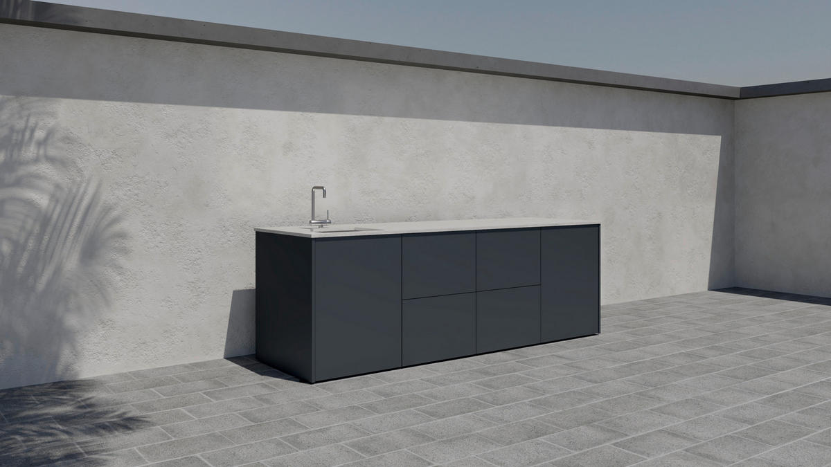 OUTDOORKÜCHE  - Sandfarben/Anthrazit, Basics, Keramik/Metall (262/92,5-98,5/63,3cm) - Dieter Knoll