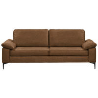 2,5-SITZER  in Echtleder Braun   - Schwarz/Braun, Design, Leder/Metall (204/83/97cm) - Schöner Wohnen