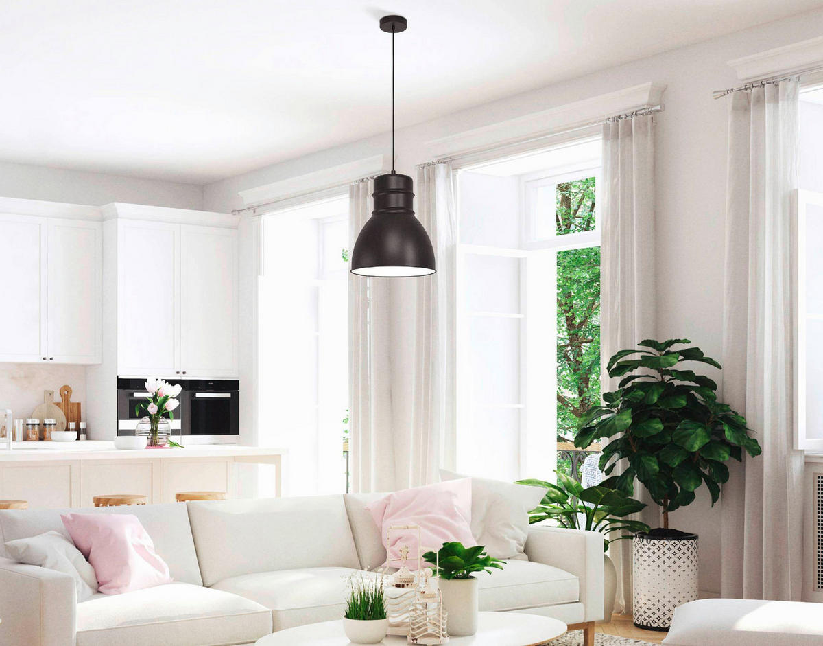 HÄNGELEUCHTE 38/110 cm  - Schwarz/Weiß, KONVENTIONELL, Metall (38/110cm) - Eglo