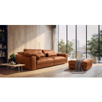 3-SITZER-SOFA  in Echtleder Karamell   - Beige/Karamell, Design, Leder/Kunststoff (300/85/123cm) - Livetastic
