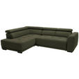 ECKSOFA in Struktur Olivgrün  205/284 cm  - Schwarz/Olivgrün, Design, Kunststoff/Textil (205/284cm) - Xora