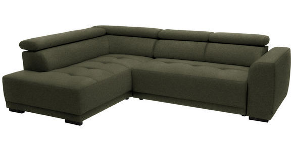 ECKSOFA in Struktur Olivgrün 205/284 cm - Schwarz/Olivgrün, Design, Kunststoff/Textil (205/284cm) - Xora