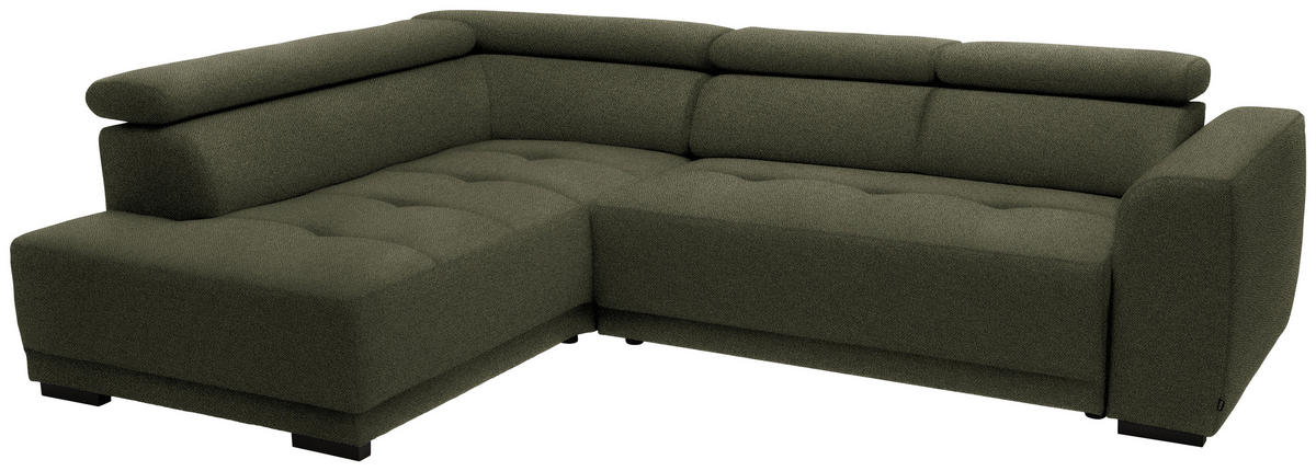 ECKSOFA in Struktur Olivgrün  - Schwarz/Olivgrün, Design, Kunststoff/Textil (205/284cm) - MID.YOU