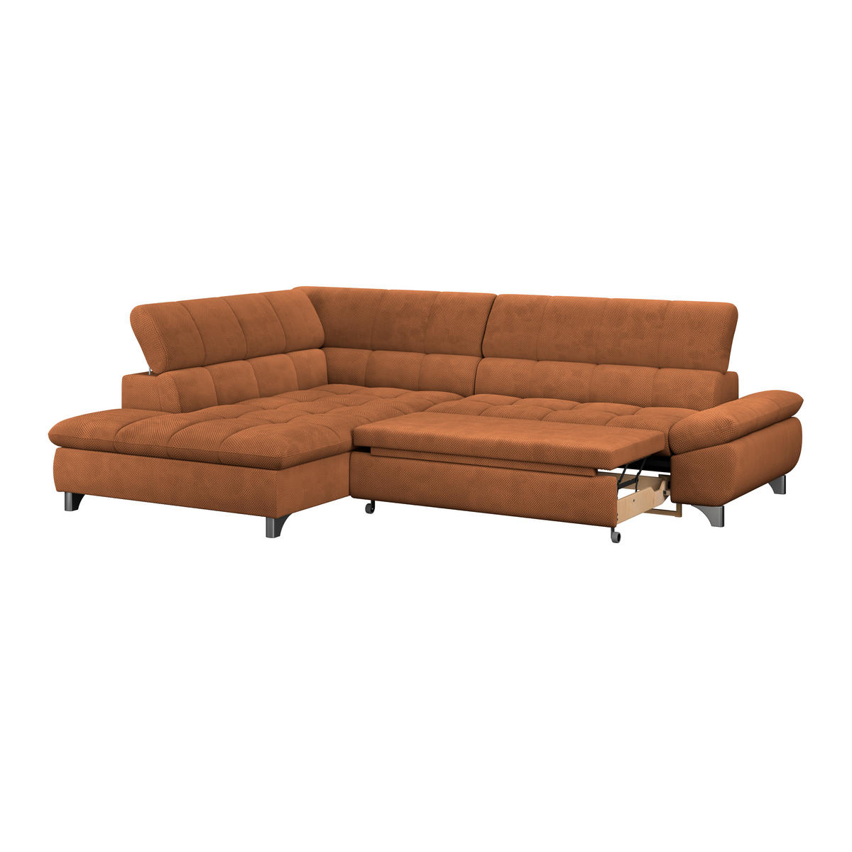 ECKSOFA Terracotta Chenille  - Chromfarben/Terracotta, KONVENTIONELL, Textil/Metall (234/312cm) - Livetastic
