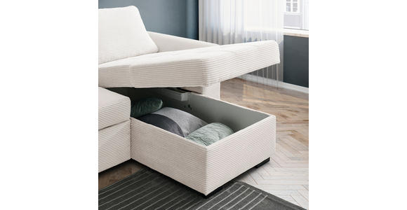 ECKSOFA Weiß Cord, Velours - Schwarz/Weiß, Design, Kunststoff/Textil (243/155cm) - Xora