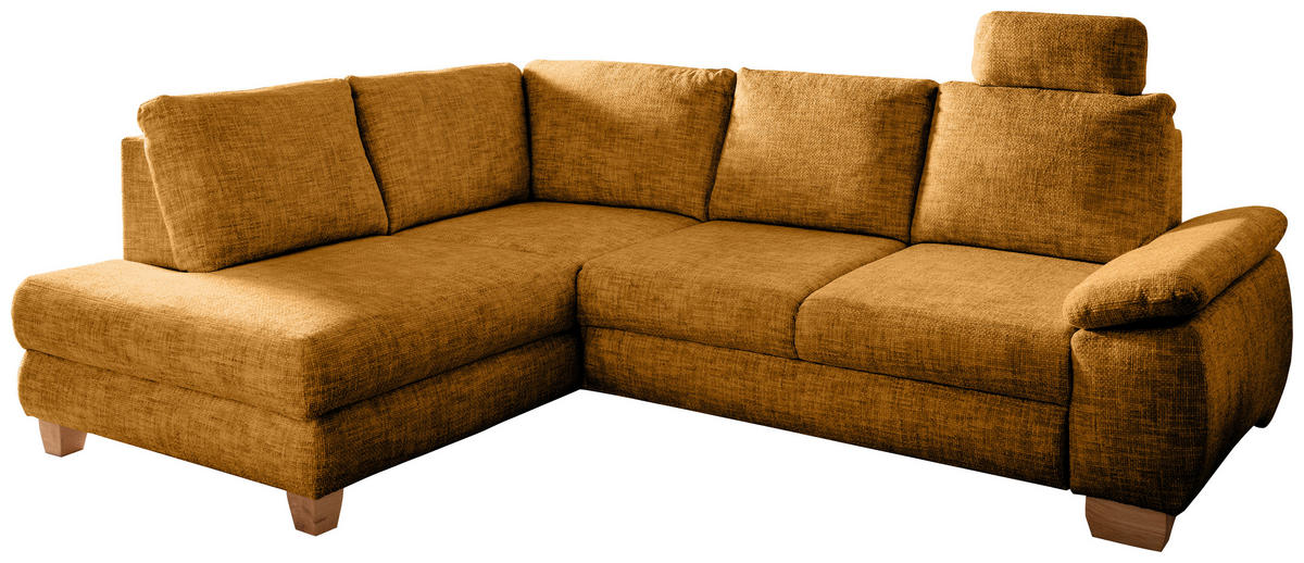 ECKSCHLAFSOFA in Struktur Goldfarben  - Wildeiche/Goldfarben, Modern, Holz/Textil (206/265cm) - Livetastic