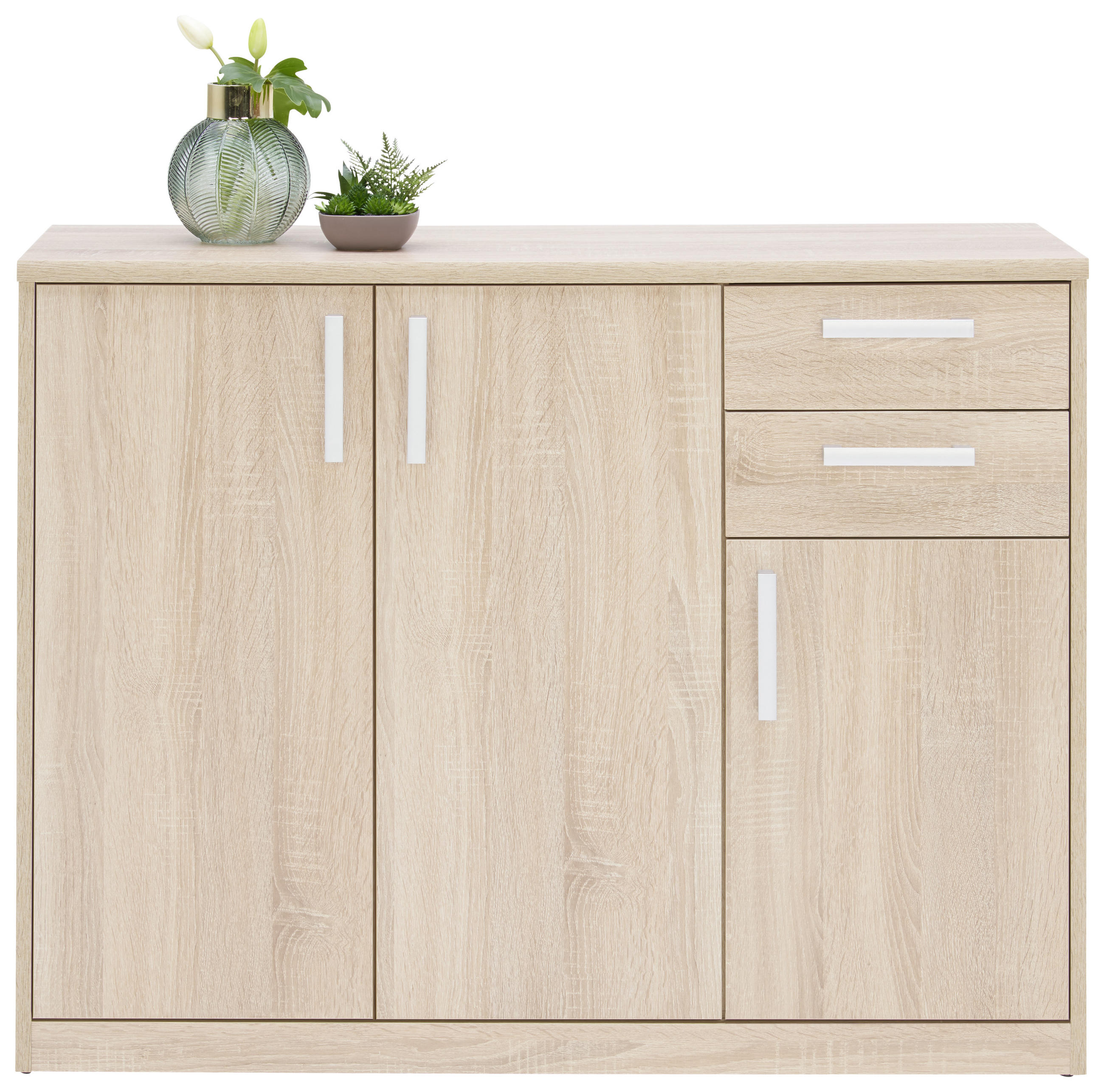 KOMÓD 106/84/36 cm - Sonoma tölgy/Fekete, Konventionell, Faalapú anyag/Fém (106/84/36cm) - Xora