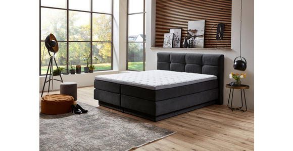 BOXSPRINGBETT 180/200 cm  in Anthrazit  - Anthrazit/Schwarz, KONVENTIONELL, Kunststoff/Textil (180/200cm) - Carryhome