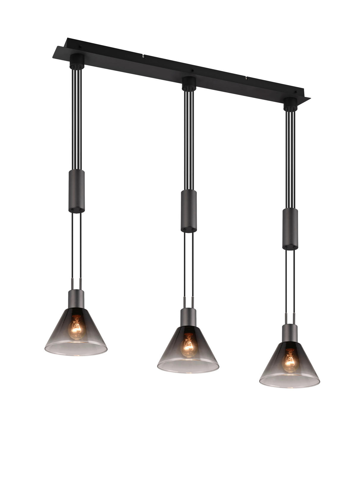 HÄNGLAMPA Stanley 95/19/160 cm  - grå/svart, Design, metall/glas (95/19/160cm) - Trio Leuchten