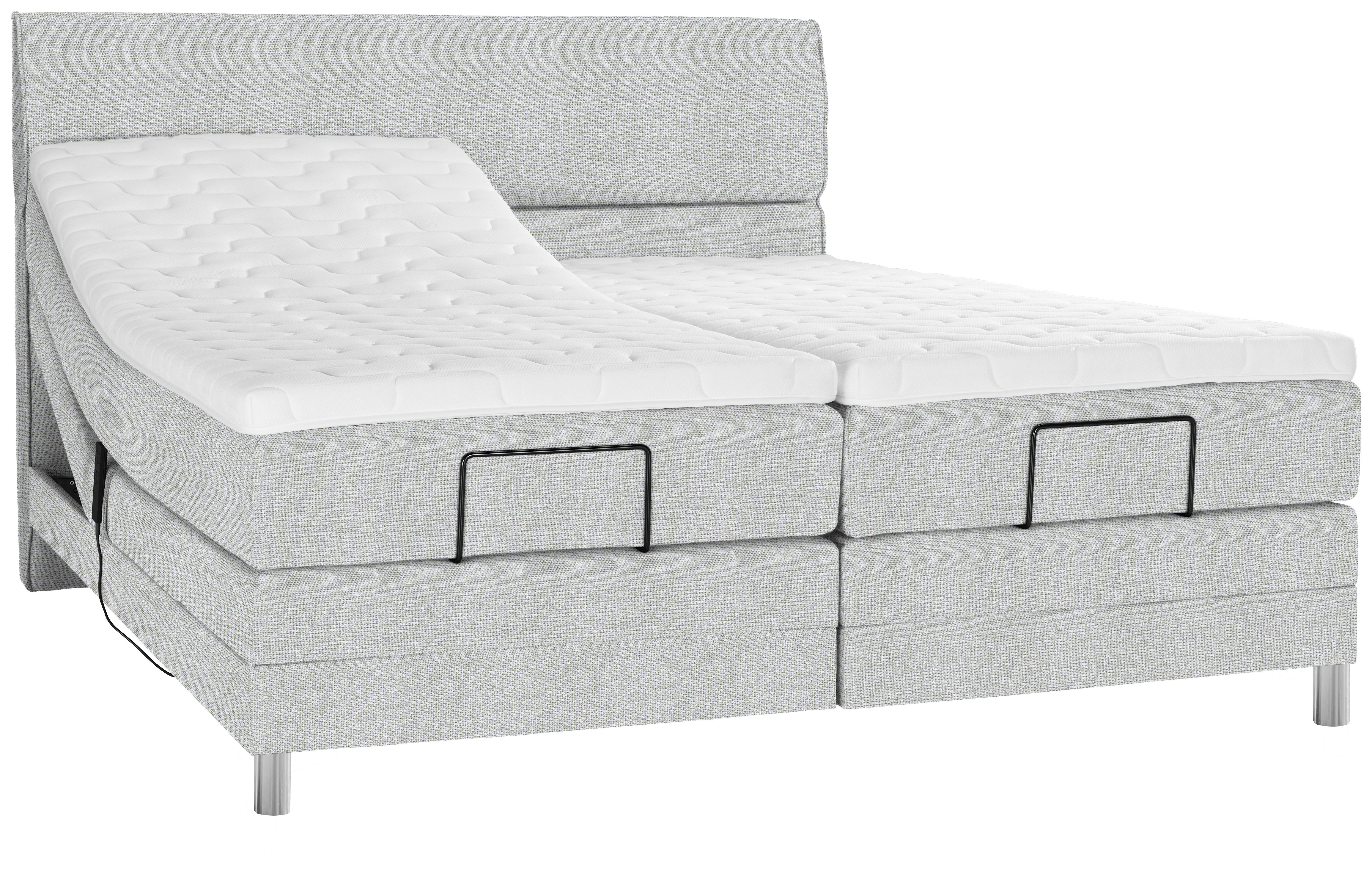 BOXSPRINGBETT 180/200 cm  in Hellgrau  - Chromfarben/Hellgrau, KONVENTIONELL, Kunststoff/Textil (180/200cm) - Voleo