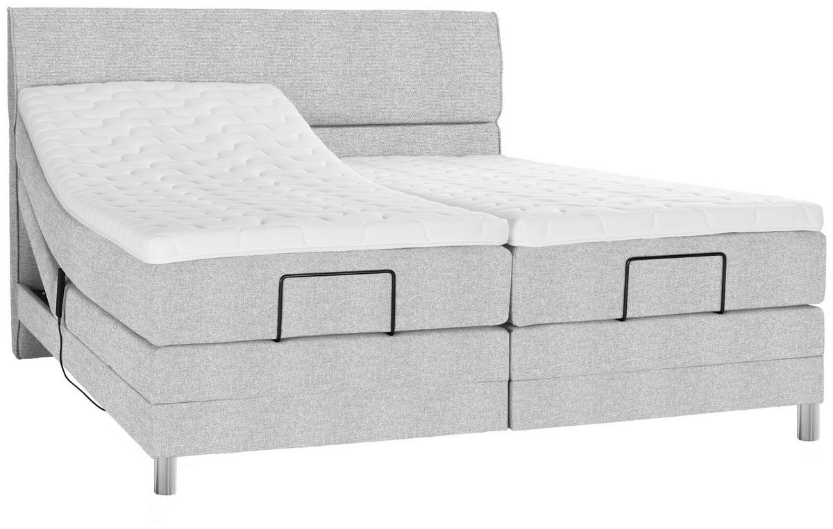 BOXSPRINGBETT 200/200 cm  in Hellgrau  - Chromfarben/Hellgrau, Konventionell, Kunststoff/Textil (200/200cm) - Voleo