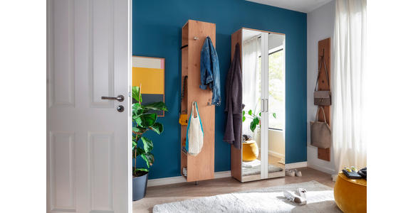 GARDEROBE 3-teilig in 220/198/29 cm - Wildeiche/Weiß, Design, Holzwerkstoff (220/198/29cm) - Moderano