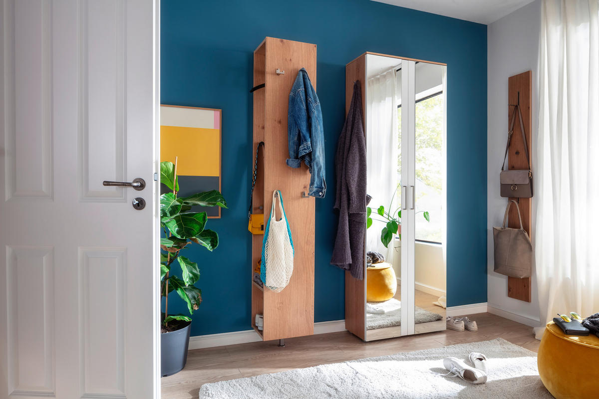 GARDEROBE 3-teilig  in 220/198/29 cm  - Wildeiche/Weiss, Design, Holzwerkstoff (220/198/29cm) - Moderano