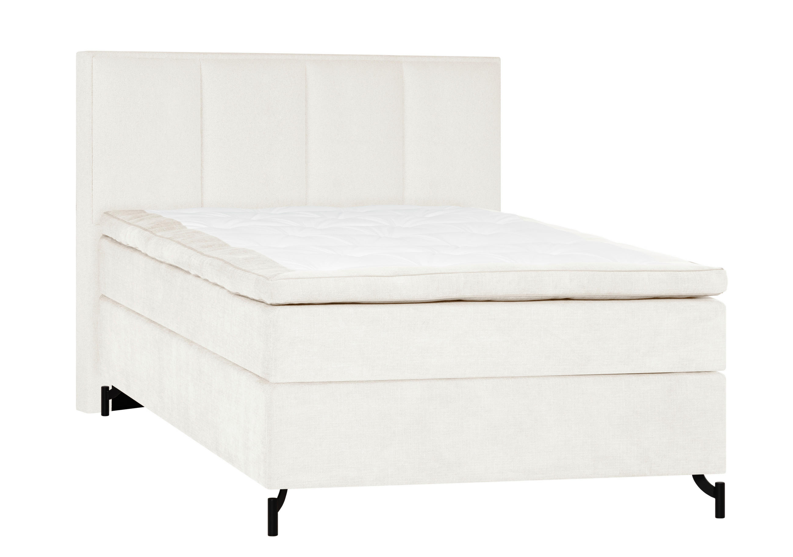 KONTINENTALSÄNG  i beige, H3 + H4 = fast + mycket fast  - beige/svart, Klassisk, trä/textil (140/200cm) - Novel