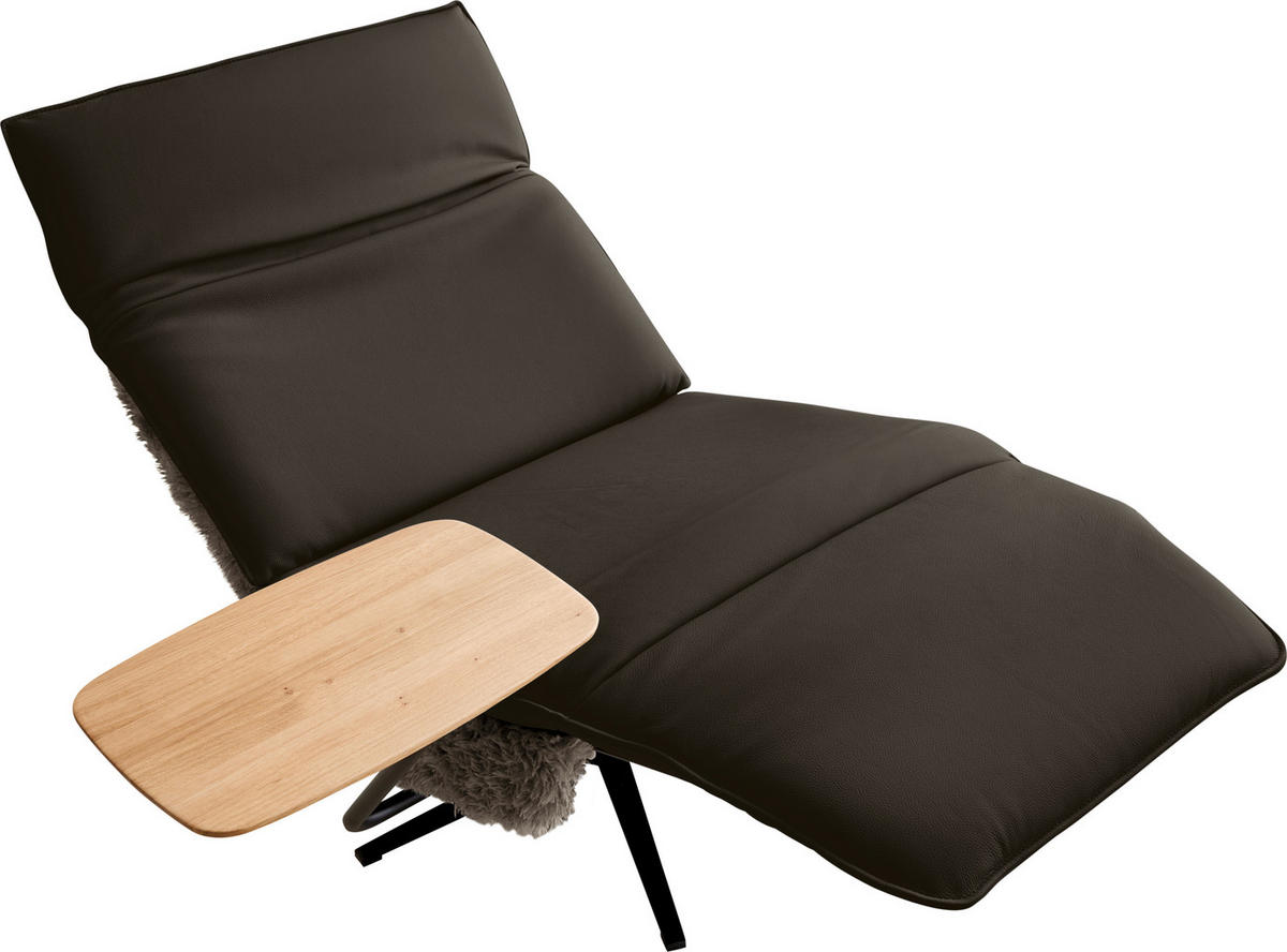 SESSEL Hochflor Echtleder Dunkelbraun  - Dunkelbraun/Schwarz, Design, Leder/Textil (84/65/91cm) - Koinor