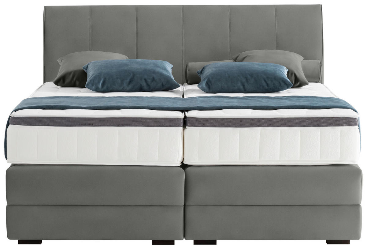 BOXSPRINGBETT 160/200 cm  in Hellgrau  - Wengefarben/Hellgrau, Konventionell, Holz/Textil (160/200cm) - Novel