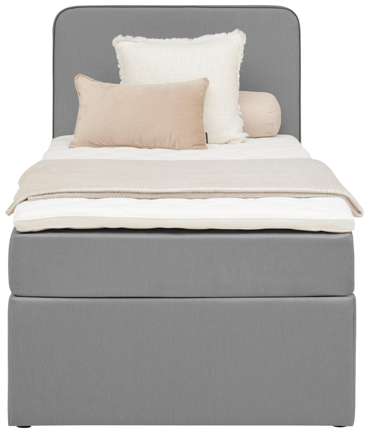 BOX-ÁGY 90/200 cm  világosszürke  - világosszürke, Konventionell, textil/fa (90/200cm) - P & B