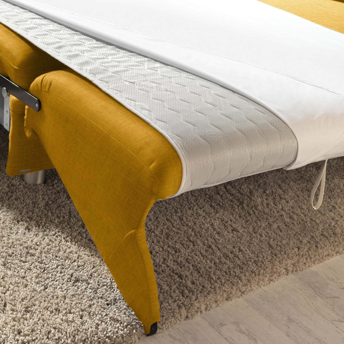 ECKSOFA in Chenille Gelb  227/208 cm  - Gelb/Alufarben, KONVENTIONELL, Textil/Metall (227/208cm) - Sedda
