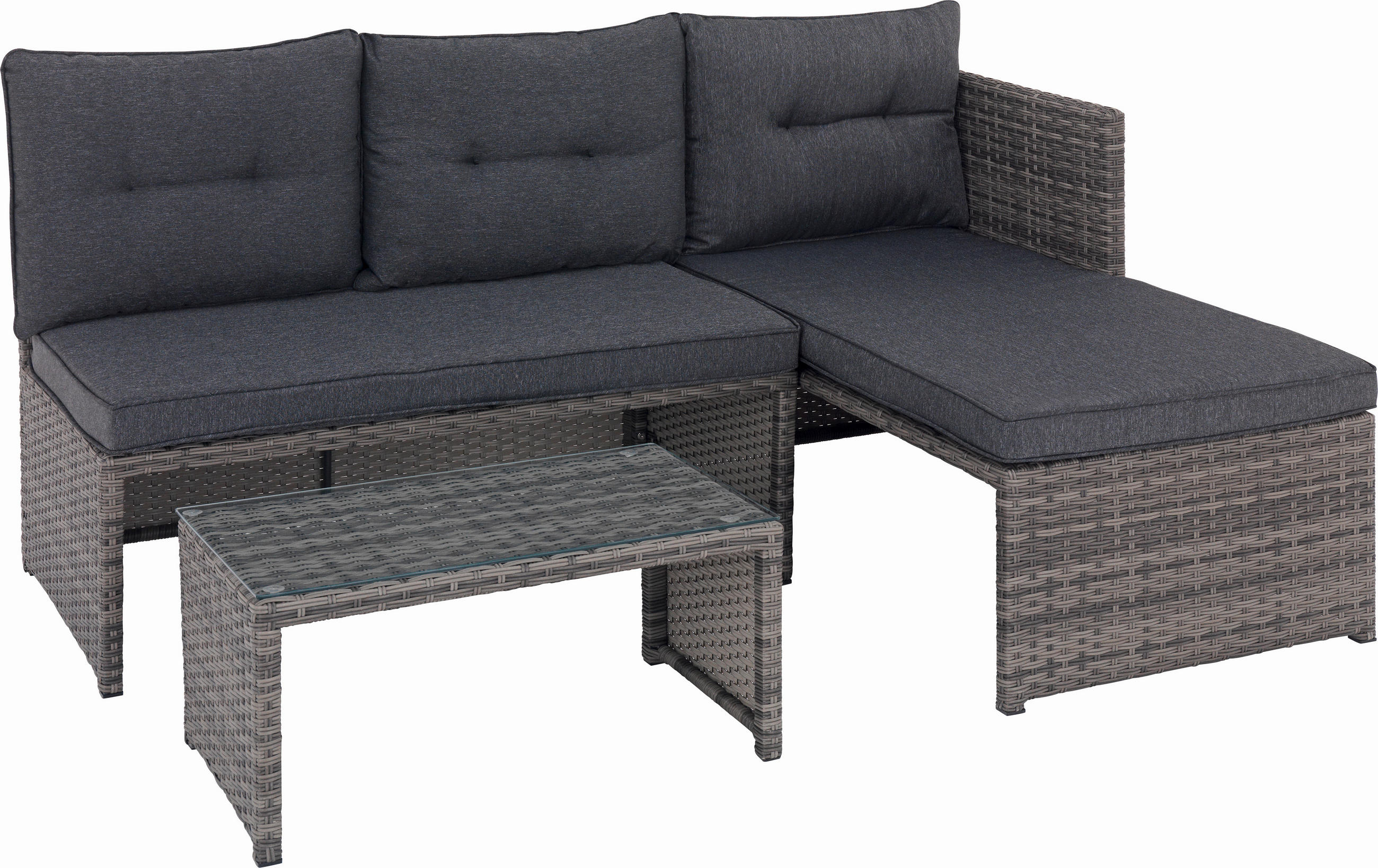 LOUNGE GARNITURA siva - siva, Romantično / ladanjski, staklo/metal (173/120cm) - Xora