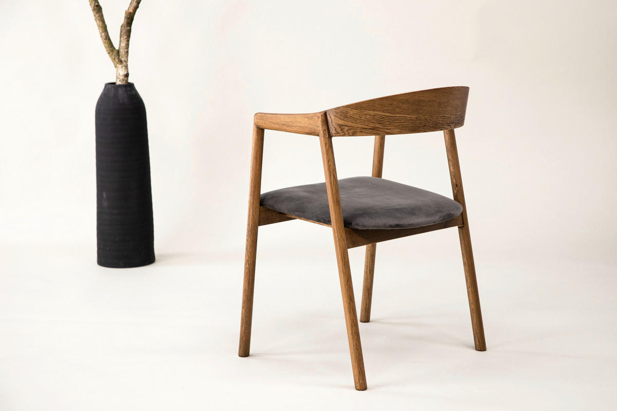 STOLSET 2 styck sammet  - brun/grå, Design, trä/textil (53/76,5/56cm) - Livetastic