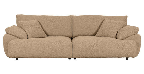 BIGSOFA in Plüsch Hellbraun  - Hellbraun/Schwarz, MODERN, Kunststoff/Textil (290/68/117cm) - Carryhome