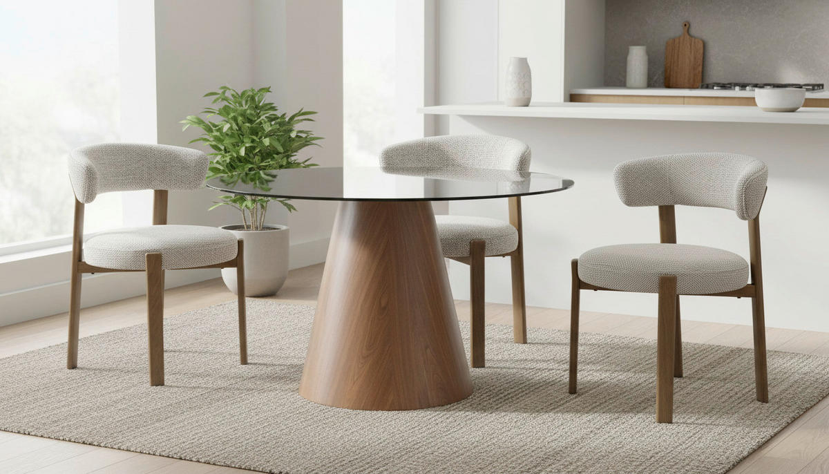 TRPEZARIJSKI STO  bež, boja oraha   - boja oraha/bež, Moderno, staklo/pločasti materijal (120/75cm) - MID.YOU
