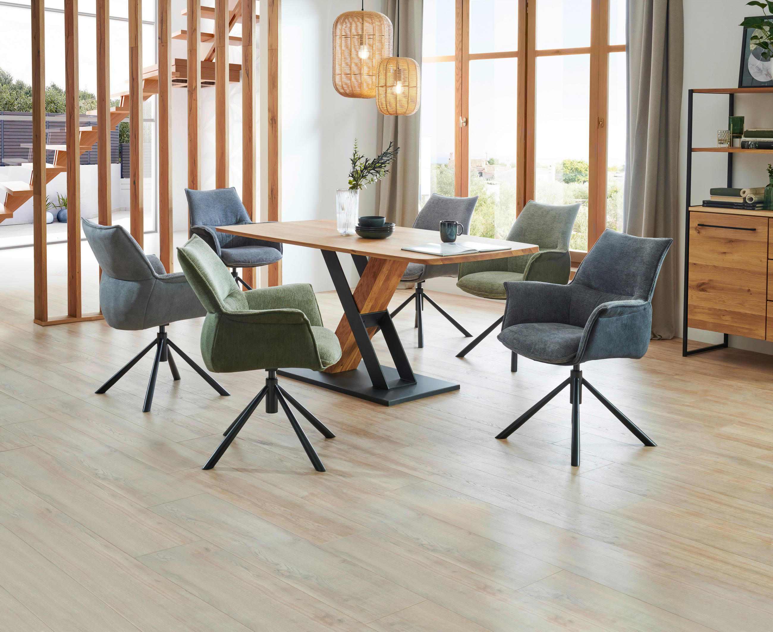 ESSTISCH in Holz, Metall 120/80/77 cm  - Eichefarben/Schwarz, Natur, Holz/Metall (120/80/77cm) - Valnatura