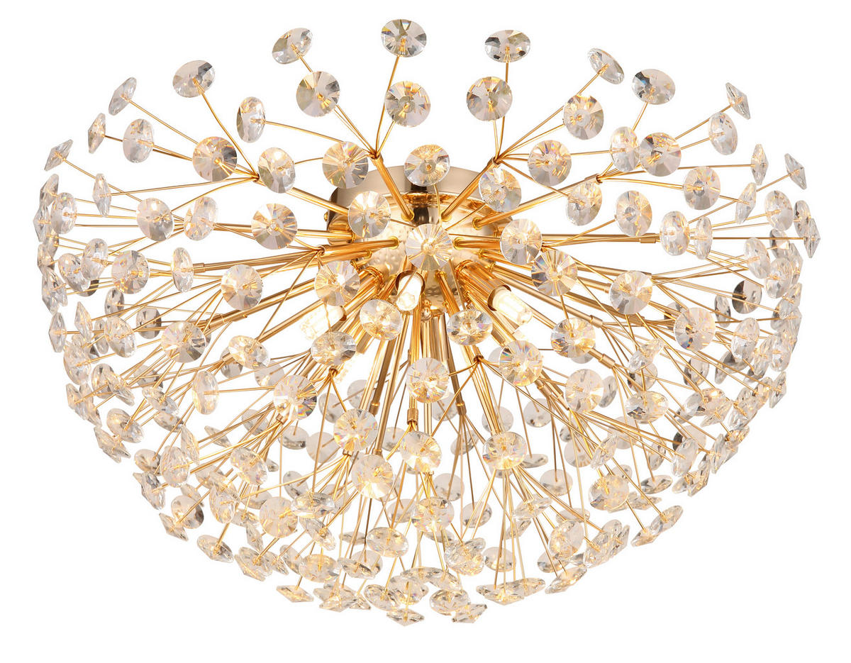 KRISTALL-DECKENLEUCHTE 60/32,5 cm   - Klar/Goldfarben, LIFESTYLE, Glas/Metall (60/32,5cm) - Globo