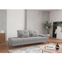 RÉCAMIERE in Flachgewebe Hellgrau  - Hellgrau/Schwarz, KONVENTIONELL, Textil/Metall (231/90/122cm) - Sit & More