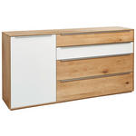 SIDEBOARD Weiß, Eichefarben  183/91/43 cm  - Eichefarben/Silberfarben, Design, Glas/Holz (183/91/43cm) - Waldwelt