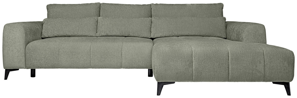 ECKSOFA  in Chenille Mintgrün  279/222 cm  - Schwarz/Mintgrün, KONVENTIONELL, Kunststoff/Textil (279/222cm) - Hom`in