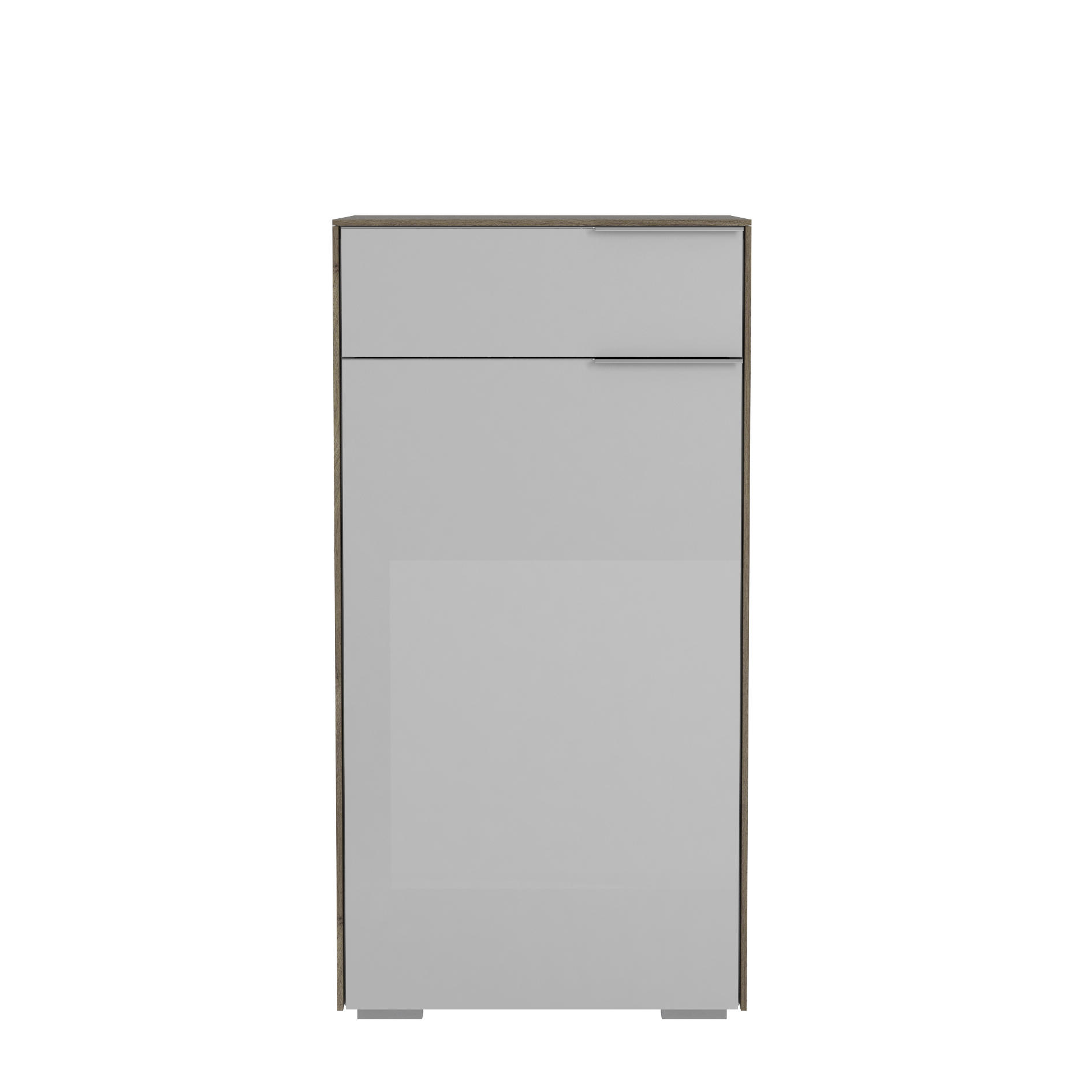 SCHUHSCHRANK Hellgrau, Walnussfarben - Chromfarben/Walnussfarben, Design, Glas/Holzwerkstoff (55,8/110,2/37,3cm) - Voleo