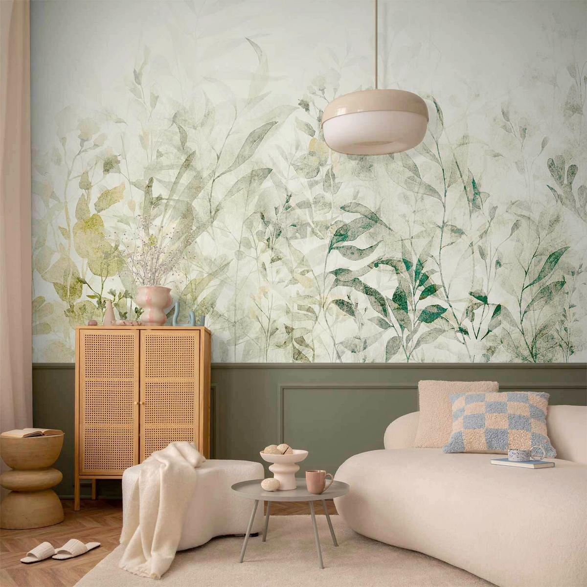 FOTOTAPETE  - Salbeigrün/Weiß, LIFESTYLE, Textil (100/70cm) - artgeist