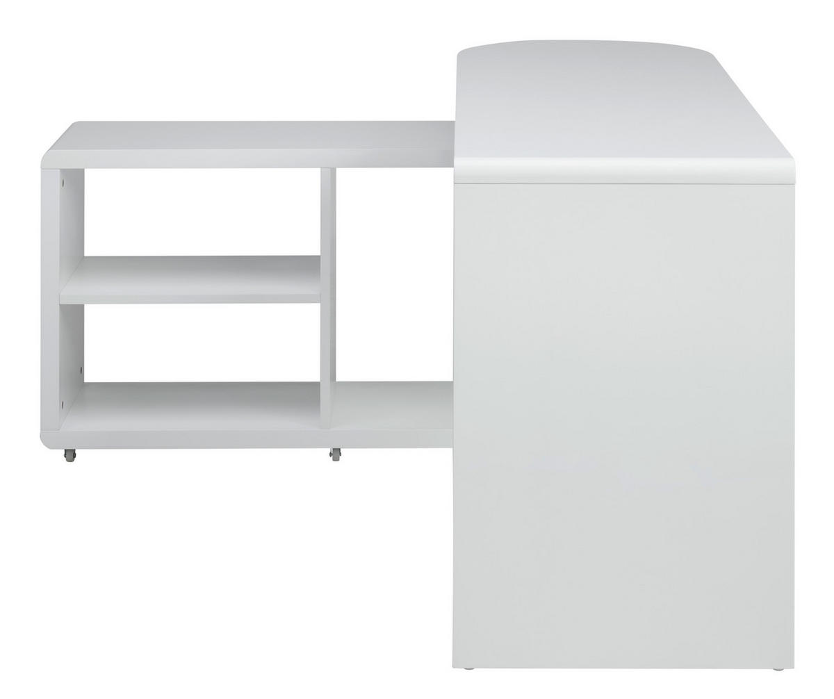 ECKSCHREIBTISCH  Silberfarben, Weiß Hochglanz Stauraum  - Weiß Hochglanz/Silberfarben, MODERN, Holzwerkstoff/Kunststoff (145/74.7/50cm) - MID.YOU