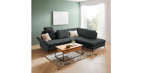 ECKSOFA in Struktur Dunkelgrau  - Dunkelgrau/Schwarz, Natur, Textil/Metall (288/233cm) - Valnatura