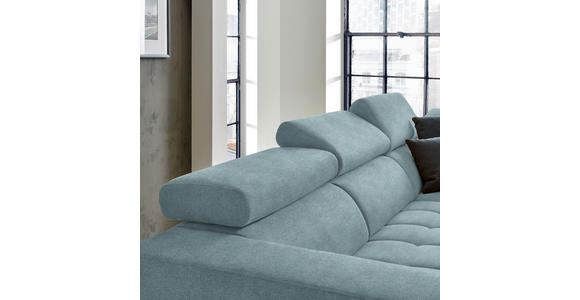 ECKSOFA  in Mikrofaser Hellblau  301/207 cm  - Schwarz/Hellblau, Design, Textil/Metall (301/207cm) - Xora