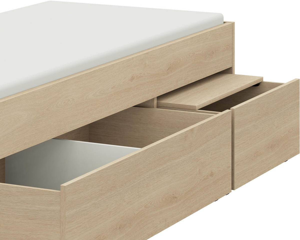 STAURAUMBETT 90/200 cm  in Eichefarben  - Eichefarben, Design, Holzwerkstoff (90/200cm) - Cantus