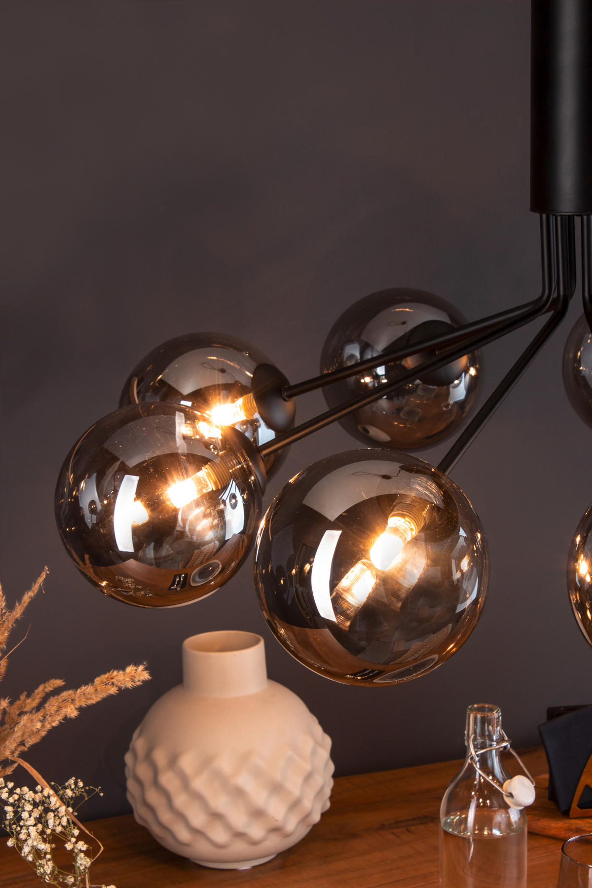 HÄNGELEUCHTE 83,4/44,4 cm  - Schwarz, Design, Glas/Metall (83,4/44,4cm)