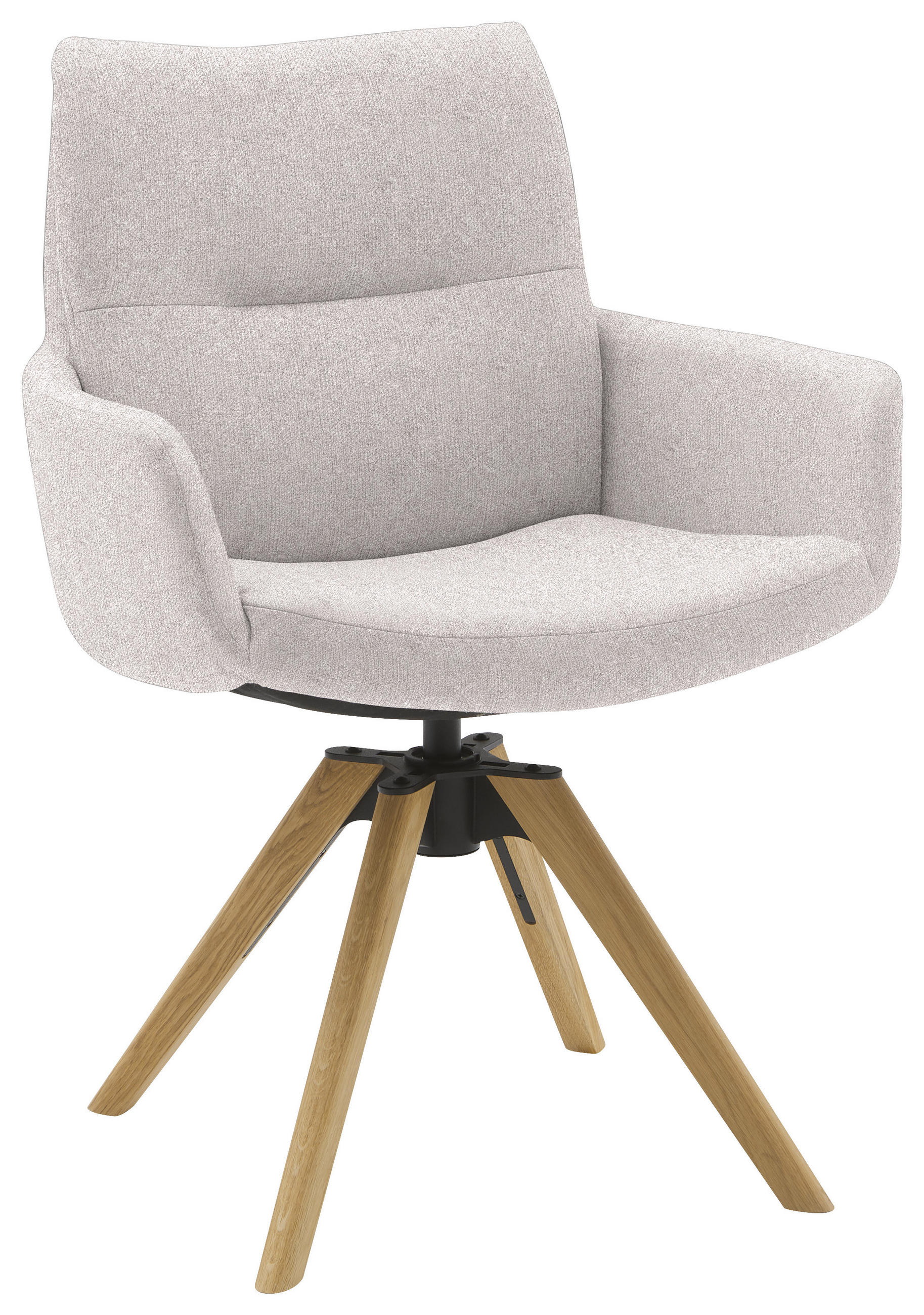ARMLEHNSTUHL  Sitzfläche 360° drehbar, mit Griff Flachgewebe  Hellgrau  - Eichefarben/Hellgrau, Design, Holz/Textil (62/90/68cm) - Valnatura