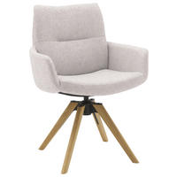 ARMLEHNSTUHL  Sitzfläche 360° drehbar, mit Griff Flachgewebe  Hellgrau  - Eichefarben/Hellgrau, Design, Holz/Textil (62/90/68cm) - Valnatura