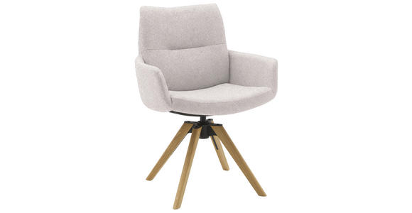 ARMLEHNSTUHL  Sitzfläche 360° drehbar, mit Griff Flachgewebe  Hellgrau  - Eichefarben/Hellgrau, Design, Holz/Textil (62/90/68cm) - Valnatura