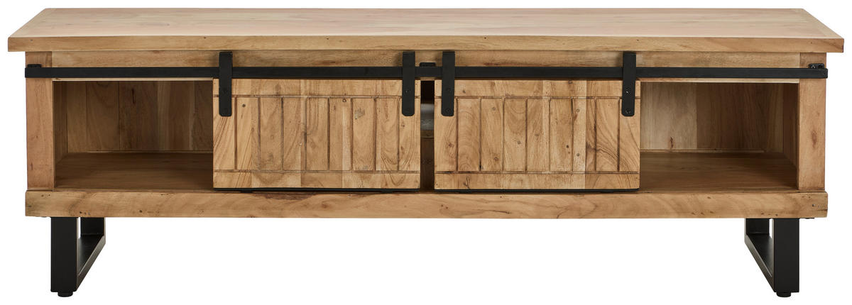 LOWBOARD Juba  in 160/50/40 cm  - Schwarz/Naturfarben, Natur, Holz/Metall (160/50/40cm) - Livetastic