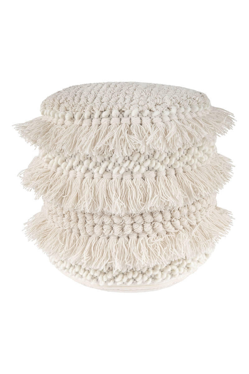 Pouf Bohist Mischgewebe Creme DxH: 35x35 cm